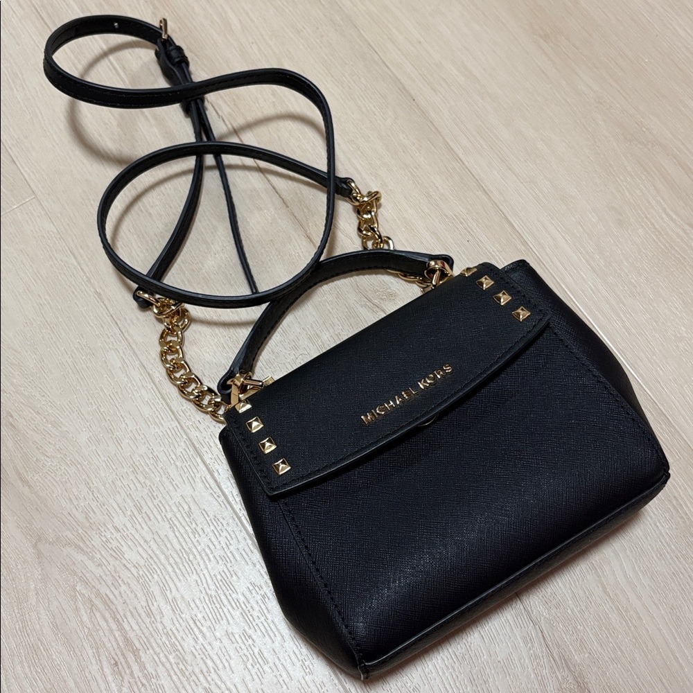 Michael Kors Black Mini Bag with Gold Accents